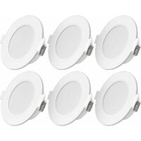 Faretto LED da incasso ultrasottile da 6W, 230V, IP44, bianco caldo. Confezione da 6 faretti LED da incasso. Profondità di incasso 26 mm. Mini faretto sottile da soffitto per bagno e soggiorno.