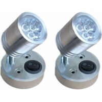 2 pièces 12V LED Spot Lampe de Lecture Murale Lampe de Chevet Interrupteur réglable Camping-Car e cylindrique Flexible éclairage intérieur pour Bateau Camping-Car (Argent)
