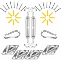 Fixation Voile D'ombrage,Mât de Fixation pour Voile D'ombrage 40Pcs,Kit de Fixation Inoxydable Voile D'ombrage,Kit de Montage Fixations pour Voile D'ombrage Triangulaire,Voile D'ombrage Rectangulaire