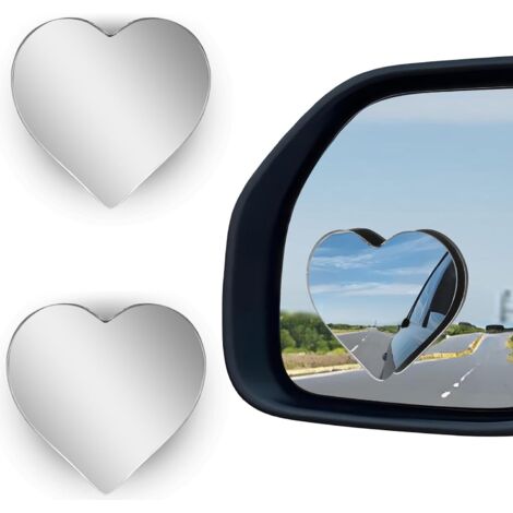 Lot de 2 rétroviseurs d'angle mort en forme de cœur pour voiture, rétroviseurs latéraux réglables, grand angle, convexes, amovibles, sécurité renforcée, fixation universelle, accessoires de voiture (1/5)