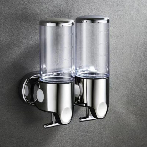 1000ML Distributeur de Savon Mural, Distributeur de savon mural pour salle de bain, salle de bain, gel douche, shampooing et après-shampoing pour salle de bain, cuisine, hôtel(transparente) (1/5)