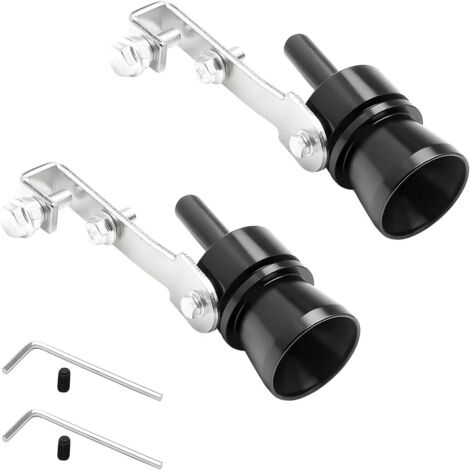 Lot de 2 Sifflets d'Échappement Turbo Noirs - Silencieux d'Échappement en Alliage d'Aluminium Universel pour Tous Types de Véhicules - Accessoires Auto Tuyau d'Échappement (1/5)