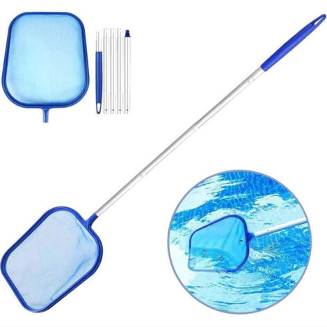 Filet de nettoyage de piscine, filet à feuilles d'eau peu profonde avec poteau, filet peu profond à 5 sections en aluminium (1/4)