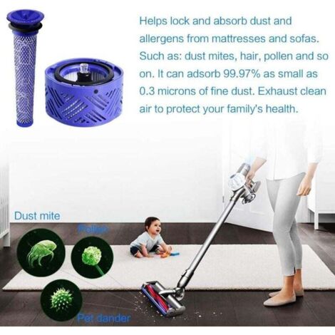 Filtre HEPA V6 & Pré Filtre d'Aspirateur V6 V7 V8,Kit de Filtre de Remplacement pour Dyson V6 Range,Accessoire d'Aspirateur DY-966912-03(lot de 3,avec brosse de nettoyage) (1/3)