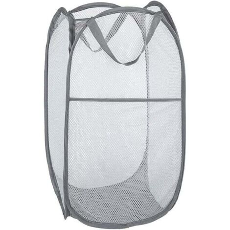 Panier à linge en maille Popup, panier à linge pliable et portable avec poignée de transport renforcée (gris) (1/5)