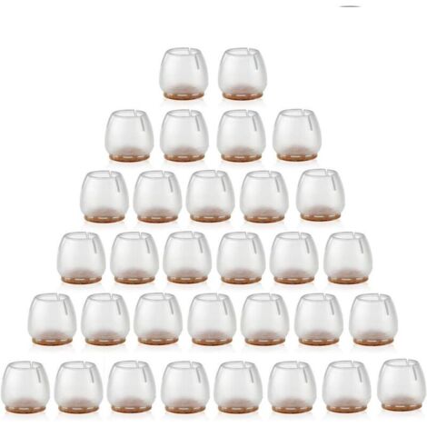 32pcs Silicone chaise casquettes pieds tampons mobilier Table couvre plancher protège-jambes pour 25-29MM rond de jambes (Transparent + brun) (1/5)