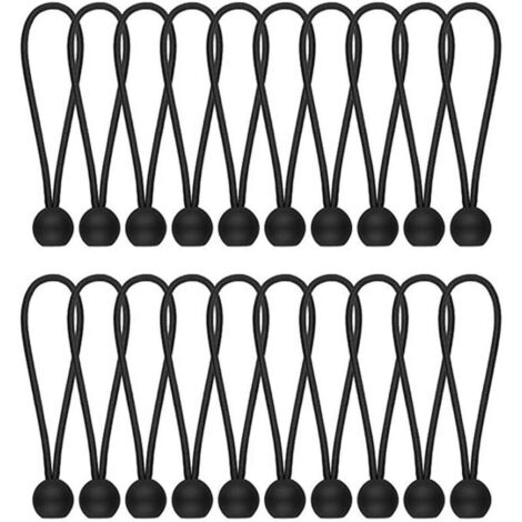 Lot de 20 cordons élastiques pour bâche élastique, bâche élastique, attaches de corde pour bannière, bâches, pavillons, tentes, crochets élastiques de tente, support de bâche, mâts de drapeau. (1/5)