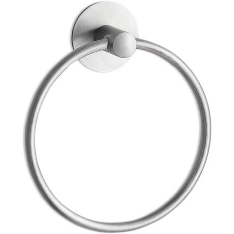 Porte Serviette Salle de Bain Adhesif Anneau Porte-Serviettes sans Clou, Pose Murale sans Dégats, Inoxydable, Finition Brossée (1/5)