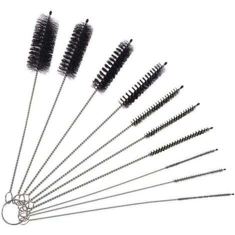 Brosse de nettoyage de bouteille, adaptée au nettoyage du clavier de la bouteille d'eau du biberon noir (10 pièces) (1/3)