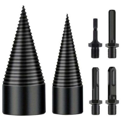 Foret de Fendage de Bois, 32mm+42mm Fendeur de Buche, Foret Conique avec 4 Poignées, Foret À Bois pour Fendre du Bois, Fendeuse Bois Cône, Fendeuse à Bois Perceuse pour Perceuse Électrique (1/4)