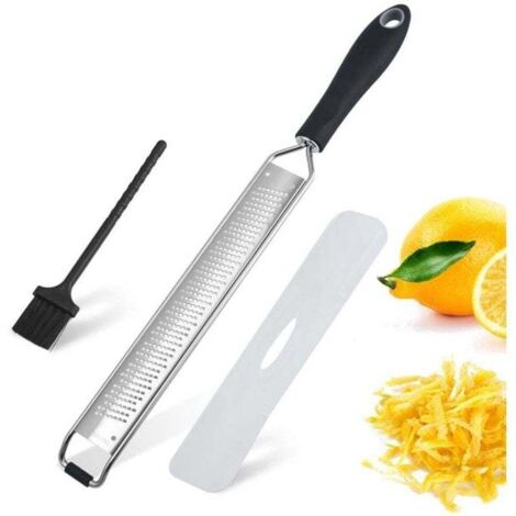 Râpe Zesteur Citron Agrumes Fromage en inox - Ergonomique et anti-dérapant - Rape a fromage multifonction - Rape a gingembre, fromage, fruits et autres aliments (1/4)