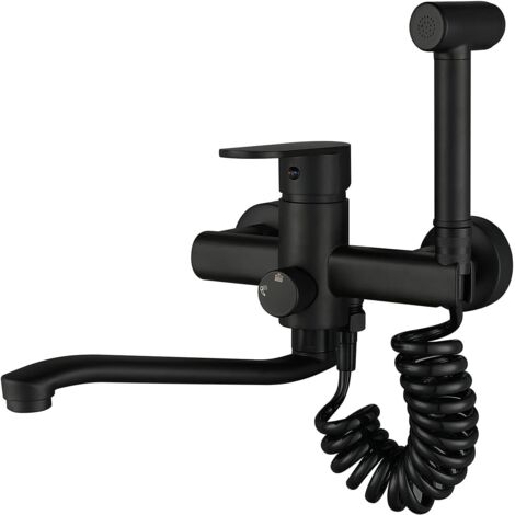Robinet De Cuisine Montage Mural,Alimentaire Avec Pistolet Et 2 Types De Jet D'eau évier Mitigeur Mural Pivotant à 360° Robinetterie (25CM) (1/5)
