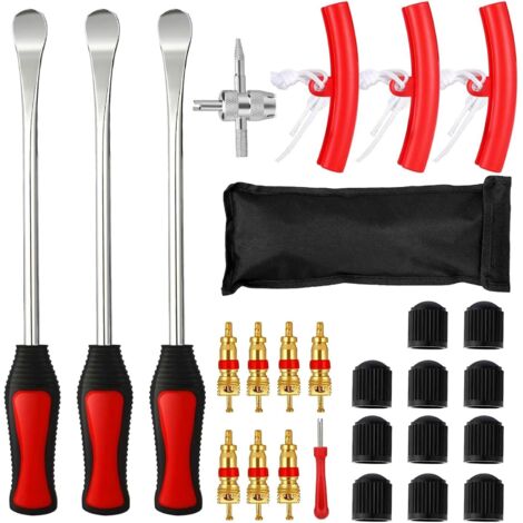 Lot de 27 démonte-pneus - Avec 3 protections de jante - Pour moto, vélo, voiture (1/5)