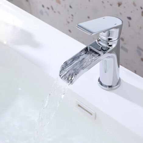 Robinet Cascade Salle Bain,mitigeur Cascade,Mitigeur Robinet D’évier Monocommande Poignée Unique (chrome) (1/5)