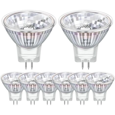 Pack de 8 Ampoule GU4 MR11 12V 10W, Ampoule MR11 2800k Blanc Chaud Dimmable, GU4 Pour Maison, Paysage, Encastré, Eclairage Sur Rail