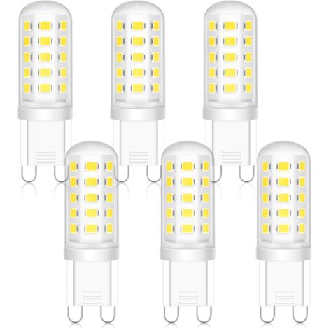 Ampoules LED G9 5W, équivalent 50W halogène, Ampoule G9 Led Blanc Froid 6000K, Base en céramique, 300lm, Non Dimmable, Sans Scintillement, pour Cuisine Chambre Salon Jardin, lot de 6 (1/5)