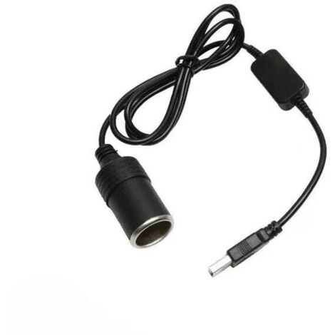 Adaptateur USB A mâle de 5 V à femelle de 12 V pour allumeur de cigarette - pour caméra de tableau, DVR, GPS (moins de 10 W) - 100 cm (1/5)