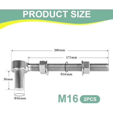Charnière à boulon M16 x 200 mm acier inoxydable 304, 2 pièces réglables écluse (1/4)