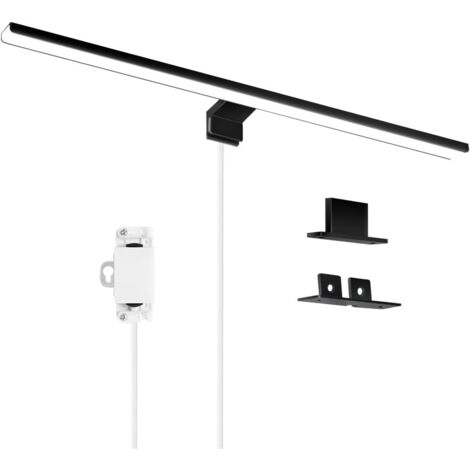 8W LED Lampe de Miroir Salle de Bain Noire 60CM 680LM, Applique Armoire de Toilette 6000K Blanc Froid, Luminaire Salle de Bain IP44, Lampe à Pince pour Meuble Miroir Mur (600mm) (1/5)