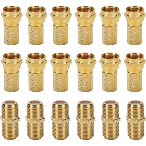 F Connector Set, 6 × Connector and 12 × F Connector 7 mm with Rubber Seal Lug, for Satellite TV Sky/Freesat/Virgin Media (1/5)