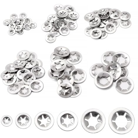 100 Pièces Rondelles de Verrouillage Rapide, Rondelles À Verrouillage Rapide Vitesse Clips Fixations, 6 Tailles M3 M4 M5 M6 M8 M10, Argent (1/5)