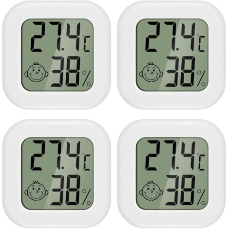 4 pièces Mini LCD Thermomètre Hygromètre Interieur Termometre Maison Convient pour Les Chambres D'enfants,Les Chambres de Personnes âgées etc (1/4)