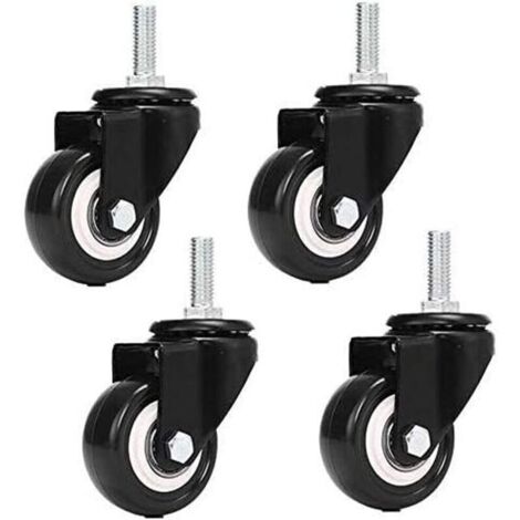 Lot de 4 roulettes pivotantes M8x25mm Charge 240 kg PU pour sols durs Installation facile sur meubles (1/5)