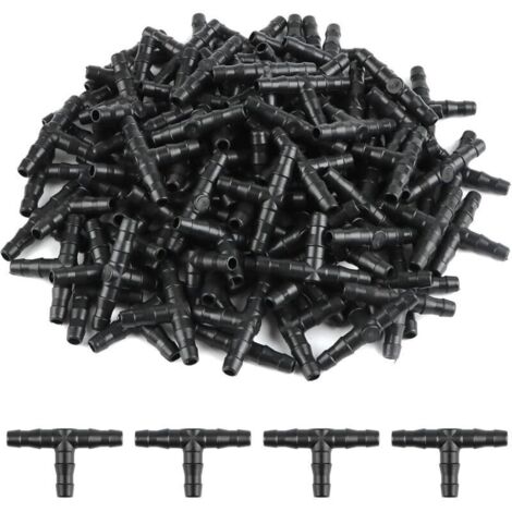 Lot de 100 tee raccords en plastique 4/7 mm – Connecteurs pour irrigation goutte à goutte – Installation facile et durable – Pour systèmes d'arrosage (1/5)