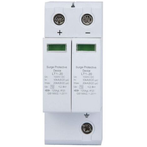 ,Parafoudre DC, 1000V Surge Protector Ménage Parafoudre photovoltaïque Dispositif de Protection contre les Surtensions (2P 40KA)