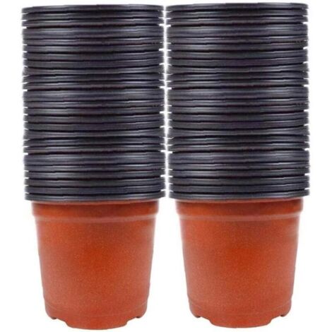 Lot de 100 pots de semis en plastique 8x10cm – Drainage optimal – Pour boutures, semis et germination – Lavables et réutilisables - 100pcs (1/5)