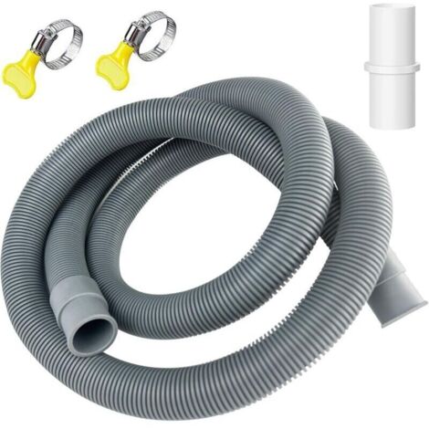 de vidange flexible 1,5 m – Diamètre 20 mm – Matériaux EVA + PE – Colliers de serrage inclus – Pour machine à laver et lave-vaisselle