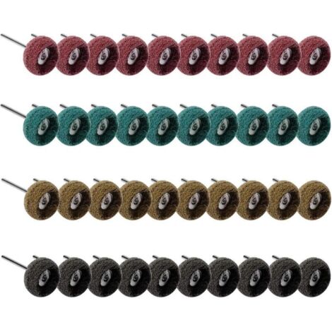 Lot de 40 roues de polissage abrasives – Grain 80/150/240/300 – Pour polissage de surfaces métalliques et bois – Longueur 45mm (1/5)