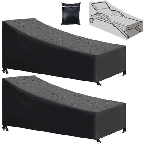 Housse transat imperméable 210D – Résistante aux UV et coupe-vent – Dimensions 210x75x80/40 cm – Sac de rangement inclus (1/5)