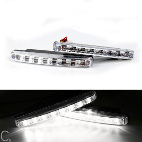 2 pièces de feux de jour à LED pour voiture, feux décoratifs universels, feux de grille centrale à 8 LED, petits feux de jour à 8 lumières (1/4)