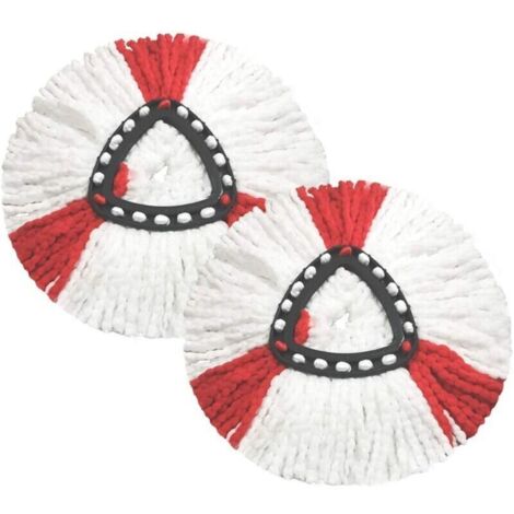 Lot de 2 têtes de vadrouille compatibles avec la tête de rechange Vileda 2 en 1 Turbo Mop, microfibre, rouge, blanc. (1/5)