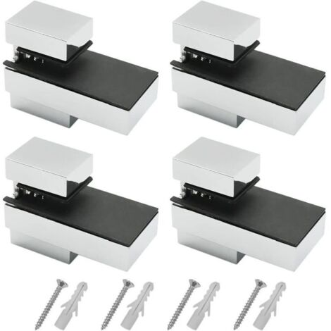 Support etagere, 4 Pièces Support etagere verre, Support etagere murale, avec vis, Supports réglables pour étagères en verre en alliage de zinc, épaisseur fixable 3-15mm, pour verre et bois (1/5)