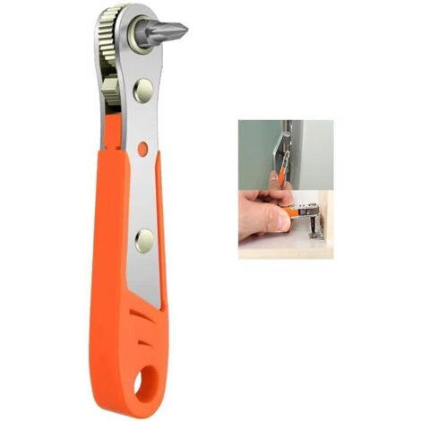 Cliquet Tournevis Magnétique, Mini Clé à Cliquet 1/4, Entraînement 1/4" à Couple Elevé, Mini Tournevis Décalé Réversible à Cliquet, Outils de Réparation de Poche Multifonctions (1/5)