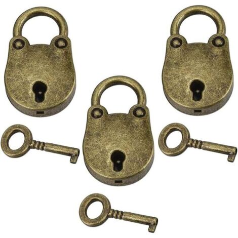 Cadenas Vintage 3 Pièces Mini Cadenas Casiers Cadenas Clé Lot Cadenas Petit Cadenas Mini Cadenas Valise Cadenas à Clé avec Clé Cadenas de Forme d'Ours pour Petits Bagages Casiers (1/5)