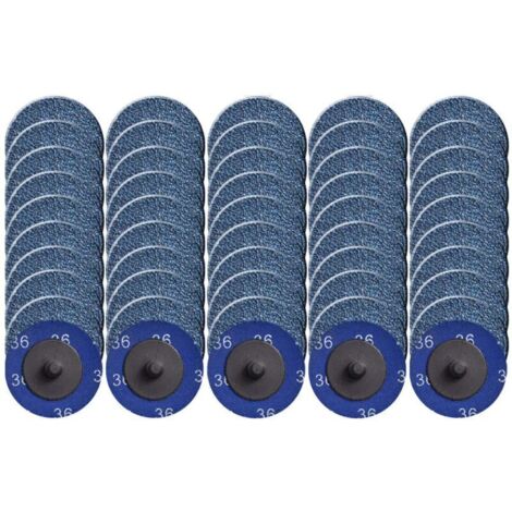 Lot de 50 disques abrasifs à changement rapide, 5,1 cm, disque de verrouillage en rouleau avec revêtement en oxyde de zirconium pour la préparation de surface (grain 36) (1/5)