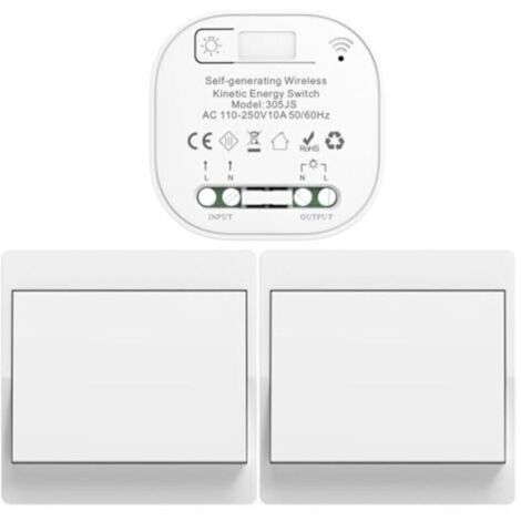 EU interrupteur sans fil sans piles kit interrupteur sans fil autoalimente va et vient sans fil sans pile radio interrupteur a distance eclairage domestique wireless switch (EU 1Gang