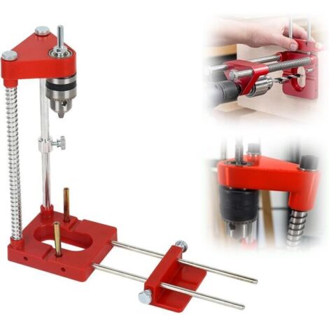 Support de forage pour perceuse, guide de gabarit de perçage réglable, outil de travail du bois, guide de forage, outils à main, kit d'outils de guidage vertical (rouge) (1/5)