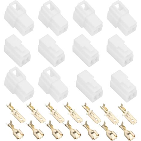 10 Sets of Automotive Electrical Wire Connectors 3 Pin Male and Female Kits Plug Cable Terminal for Motorcycle Electric Bike Car Connector 6.3mm White (1/5)