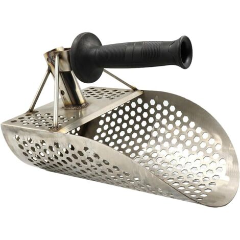 Pelle Tamis à Sable en Acier Inoxydable pour Détection de Métaux, Conçue pour Tamiser le Sable et Petits Graviers Lors Chasse Trésor et Activités de Plage (1/5)