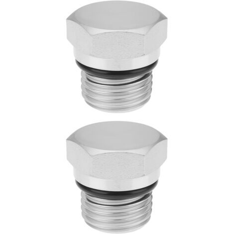2 x 3/8" Carbon Steel ORB Hex Plugs with 9/16"-18 Thread and O-Ring 6408-06 for Hydraulic Applications (1/5)