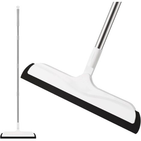 Floor Squeegee with Telescopic Handle (126 cm), Foam Broom for Water Cleaning, Shower Floor Brush, Bathroom, Kitchen, Pet Hair (1/5)