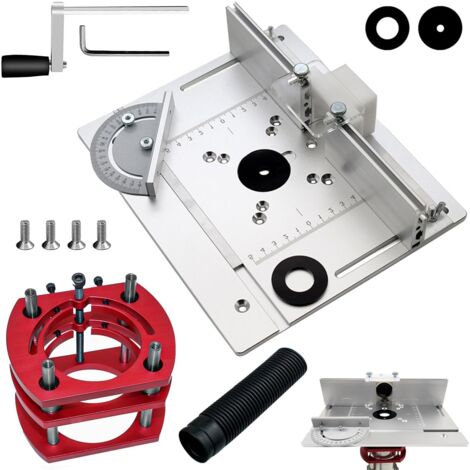 Kit défonceuse Sur Table Aluminium, 65 mm De DiamèTre Défonceuse Sous Table Routeur Lift, Table Défonceuse Kit pour Rainures Et Bordures De Table (Aluminium-Argent) (1/5)