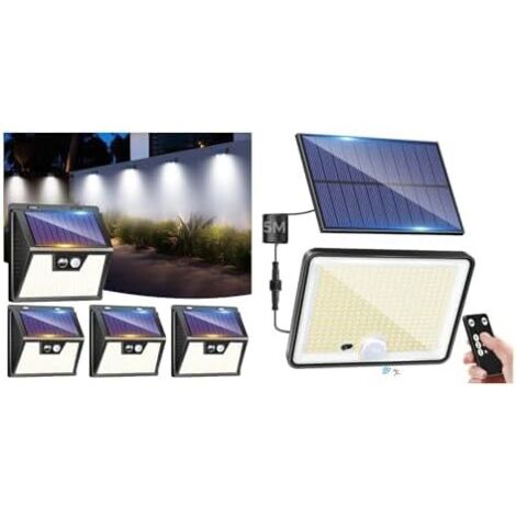Lampe Solaire Exterieur Detecteur de Mouvement +176 LED Lumiere Extérieur (1/5)