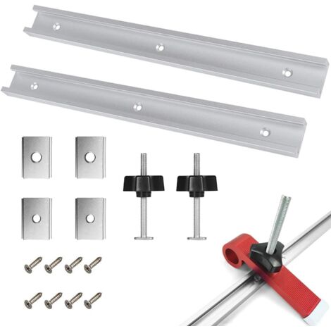2 Pièces 400 mm Rail de Guidage en T Aluminium avec Écrou Coulissant M6 et M8, Woodworking Alliage D'aluminium Rail Bar Slider Woodworking T-Slot Mitre Track Fente De Montage De Gabarit avec Vis (1/5)