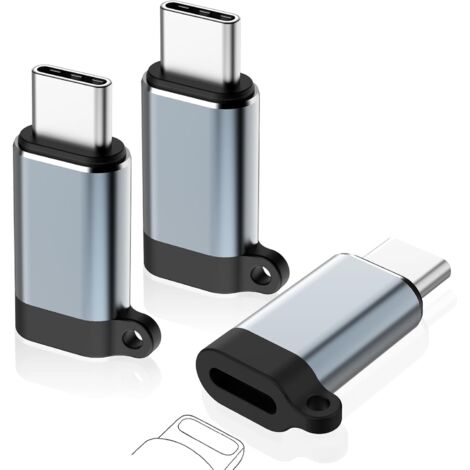 3 Pièces Adaptateur Lightning vers USB C, Chargement Rapide 36W et Transmission de Données Adaptateur Lightning Femelle, pour iPhone 15/16 Pro/Plus/Pro Max, Pas pour Audio/OTG/Apple Pencil 1st