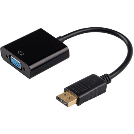 Adaptateur DisplayPort vers VGA 1080p Convertisseur DP Mâle vers VGA Femelle pour PC Ordinateur Moniteur Projecteur, Convertisseur Unidirectionnel Câble Vidéo Full HD pour Windows XP 7 8 10 11